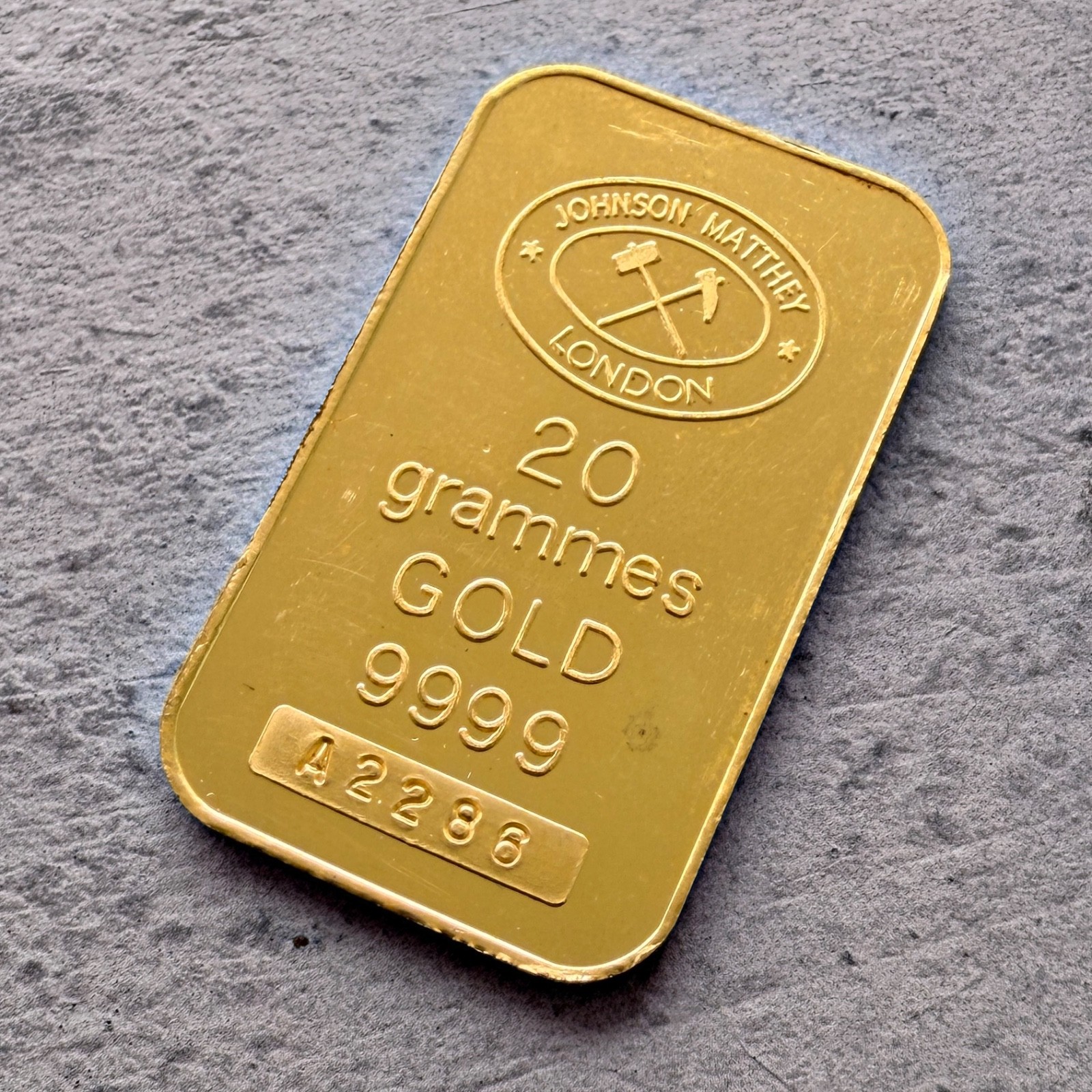 Johnson Matthey London 20 Gram Gold Bar