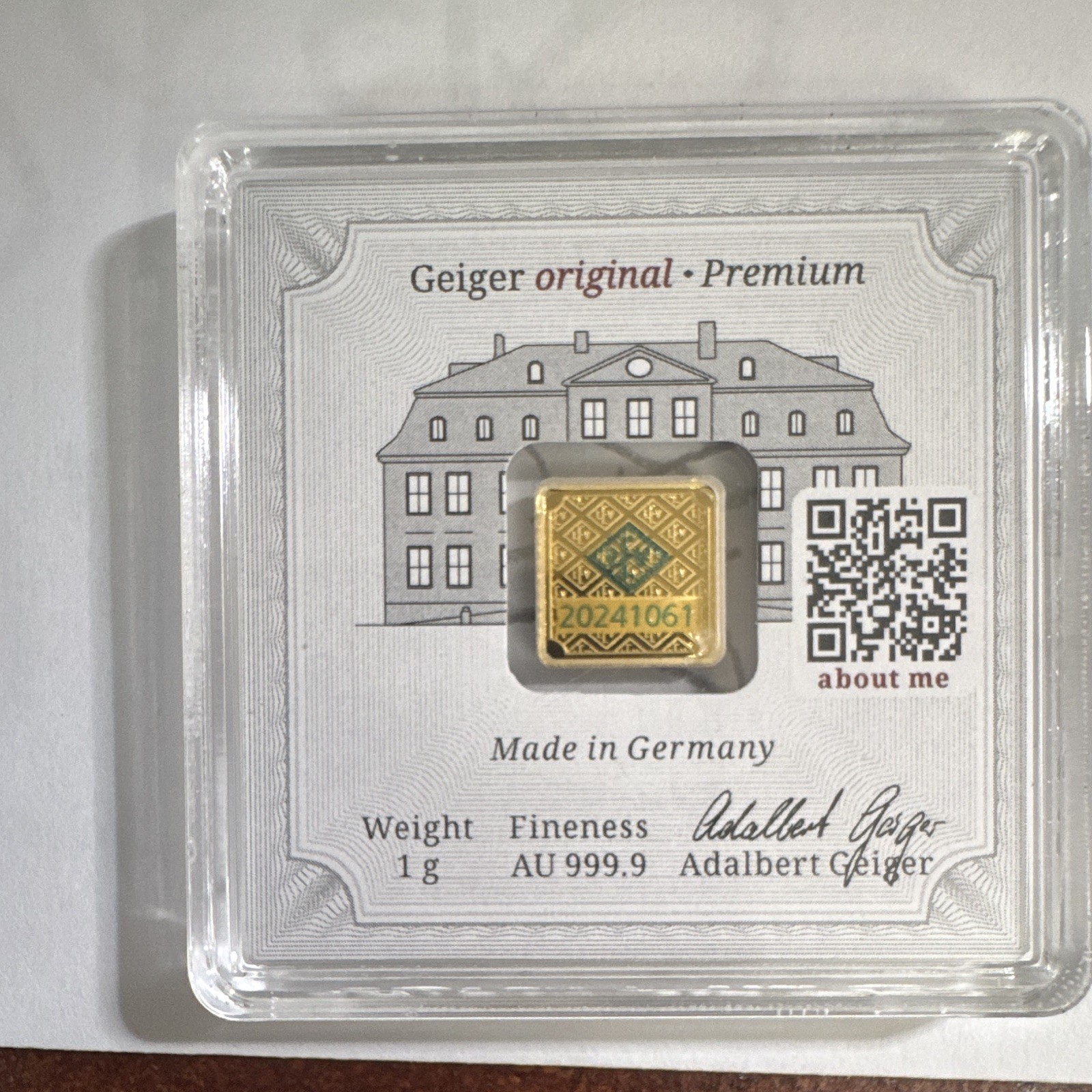 Geiger 1g Gold Bar .9999 Fine In Assay 2024 Mexico Limited Edition