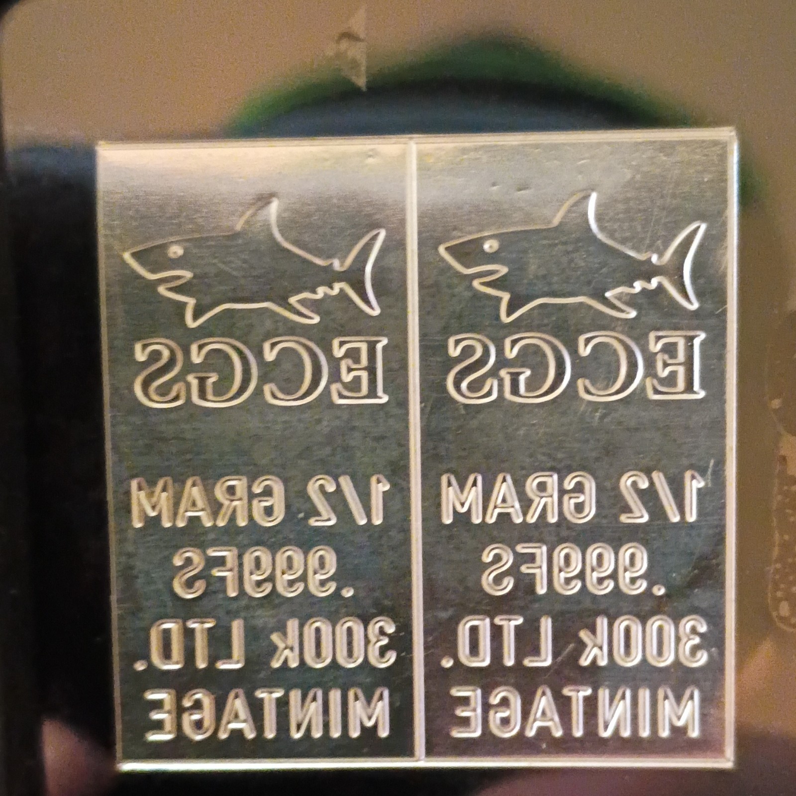 ECGS 0.999 Fine Silver Bar 1/2 Gram Each Lot of 2 (1 Gram Total)