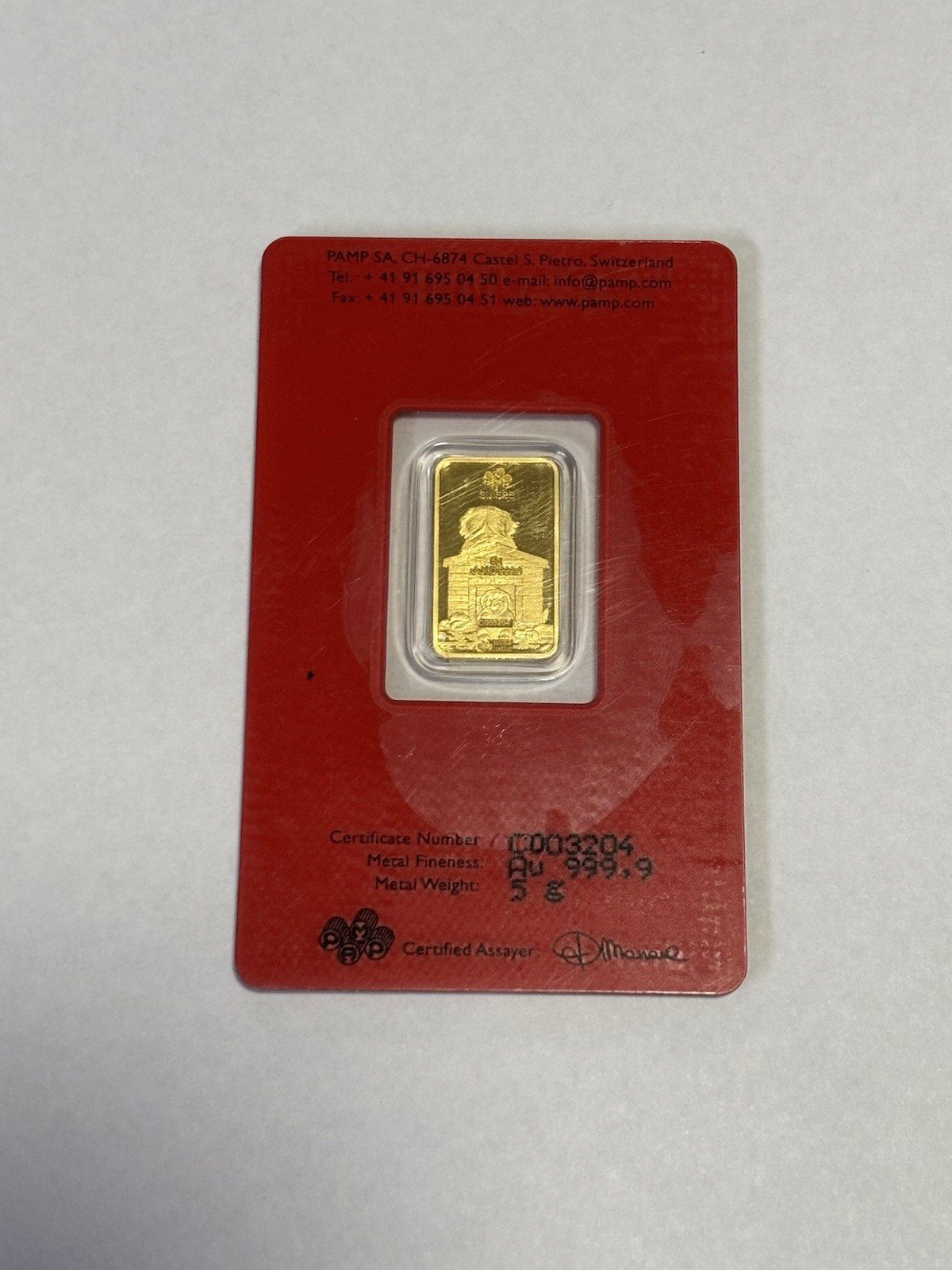 PAMP Suisse 5g Gold Year of the Dog – The Lunar Calendar Series in Assay