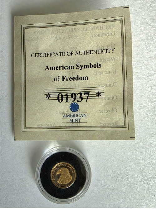 American Mint Symbol of Freedom Bald Eagle 0.5 Gram 14K Gold Proof