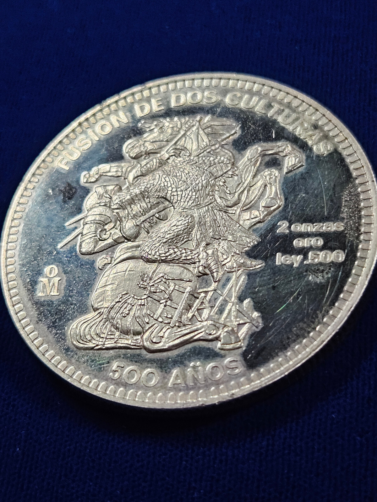 🌟 1992 Mexico 2 oz .500 Gold Medal 500 Anos Fusion Culturas Mexican, 1 oz AGW