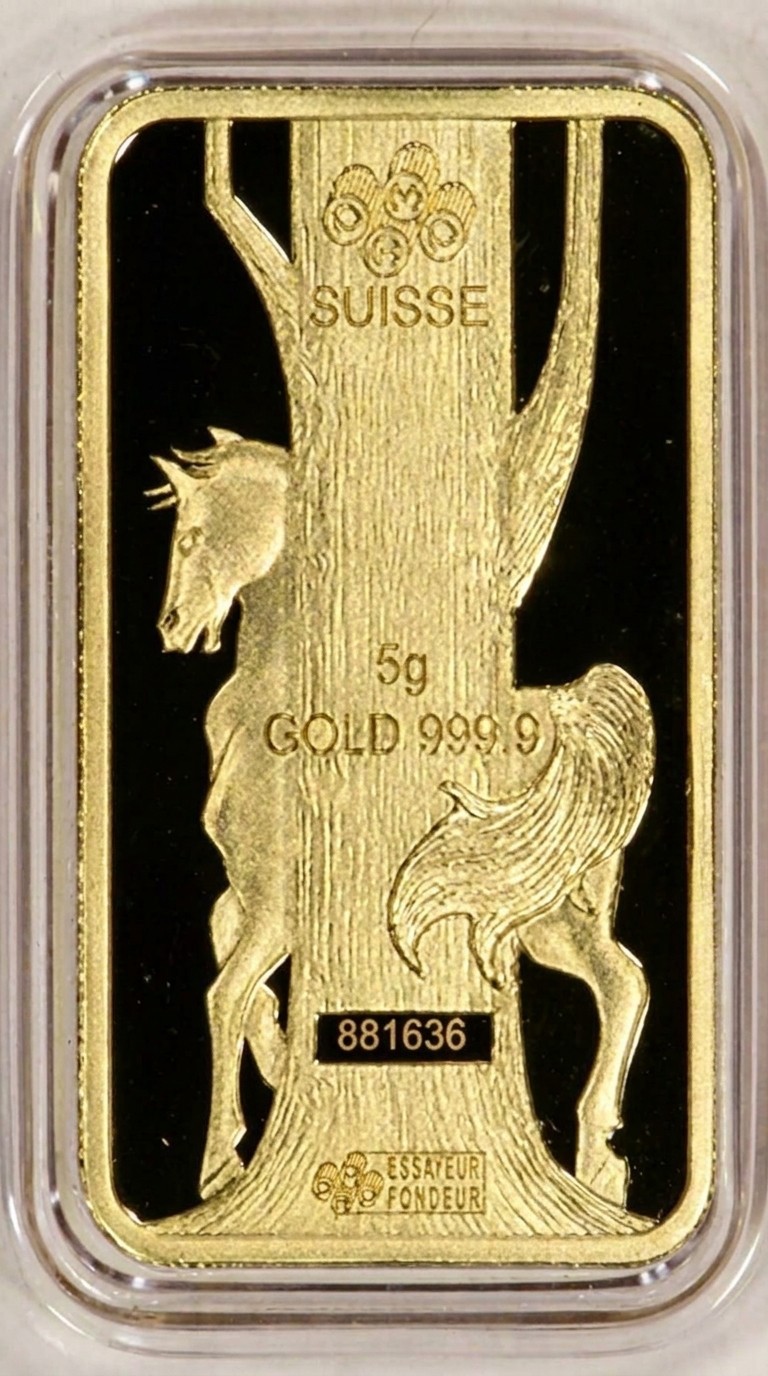 PAMP Suisse 5g Gold Year of the Horse – The Lunar Calendar Series. New in Assay