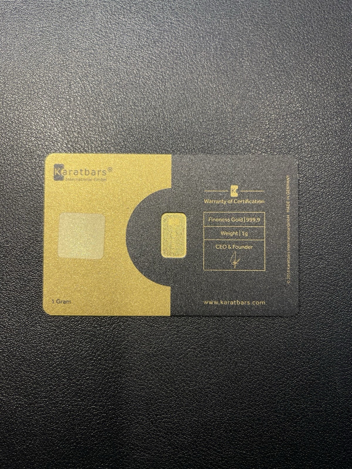 Karatbars International GmbH 1 Gram .9999 Fine Gold in Assay Card