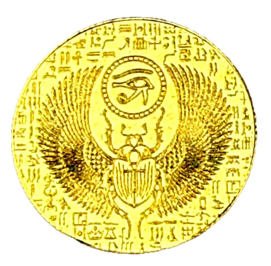 LOT X 2 MONARCH EGYPTIAN KING TUT & SCARAB .9999 FINE GOLD ROUNDS IN CAPSULE BU