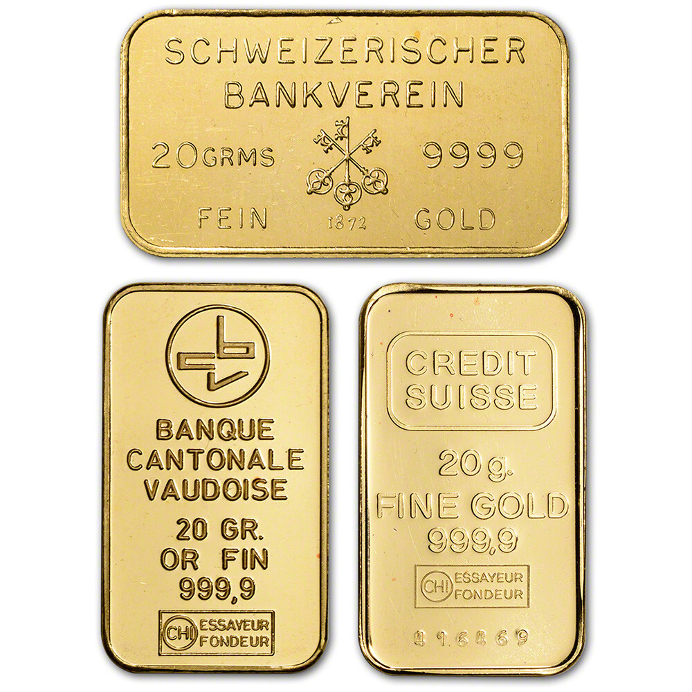 20 gram Gold Bar – Random Brand – Secondary Market – 999.9 Fine