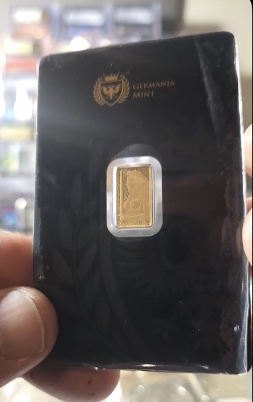 Germania Gold Bullion – 1/100 oz Gold Proof Bar In Assay Warrior Princess-SEALED