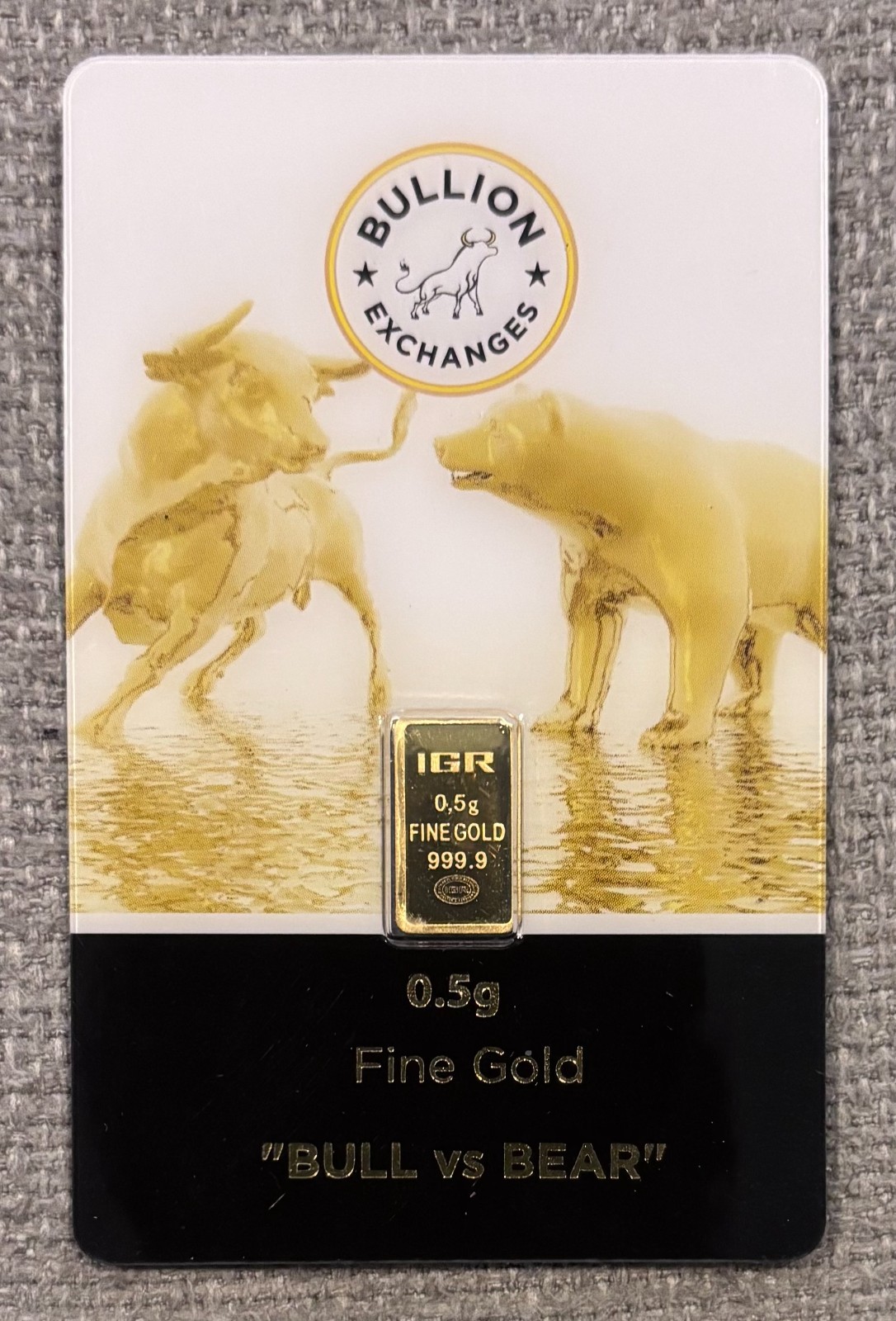 0.5g Gold Bar .9999 Fine Istanbul Gold Refinery Bull vs Bear Sealed Assay Card