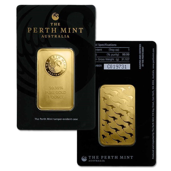 1 oz Gold Bar – Australia Perth Mint .9999 Fine Gold (In Assay)