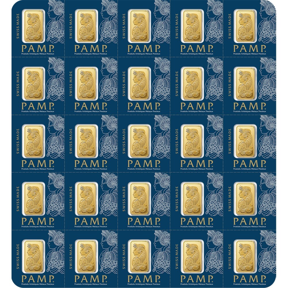 25 X 1 Gram Gold Bar – Divisible PAMP Suisse MULTIGRAM .9999 Fine Gold Bar