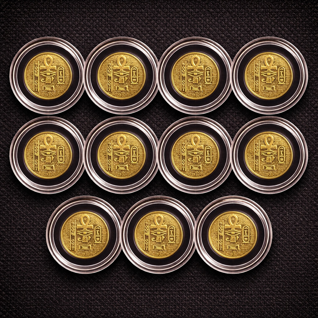Lot of 10 – Monarch 1/200 oz .9999 Fine Gold King Tut Egyptian Round 💰✨ Sealed
