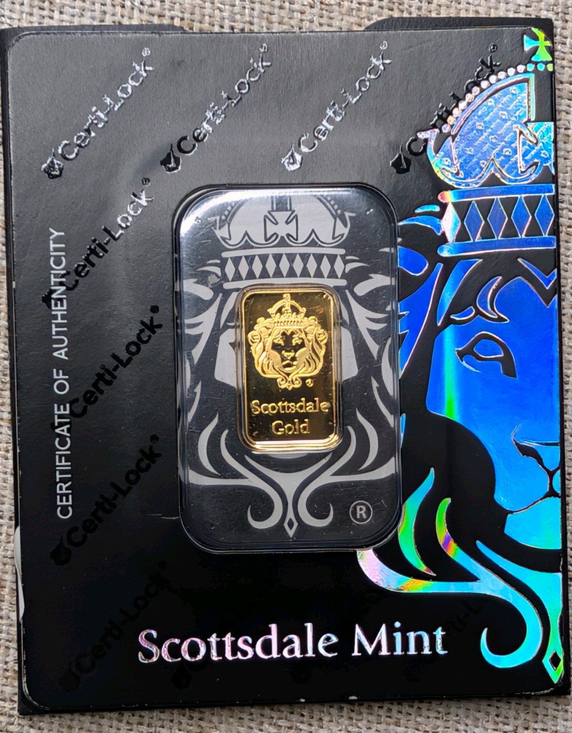 Scottsdale Mint 2 Gram .9999 Gold Bar – Sealed in Certi-Lock COA!