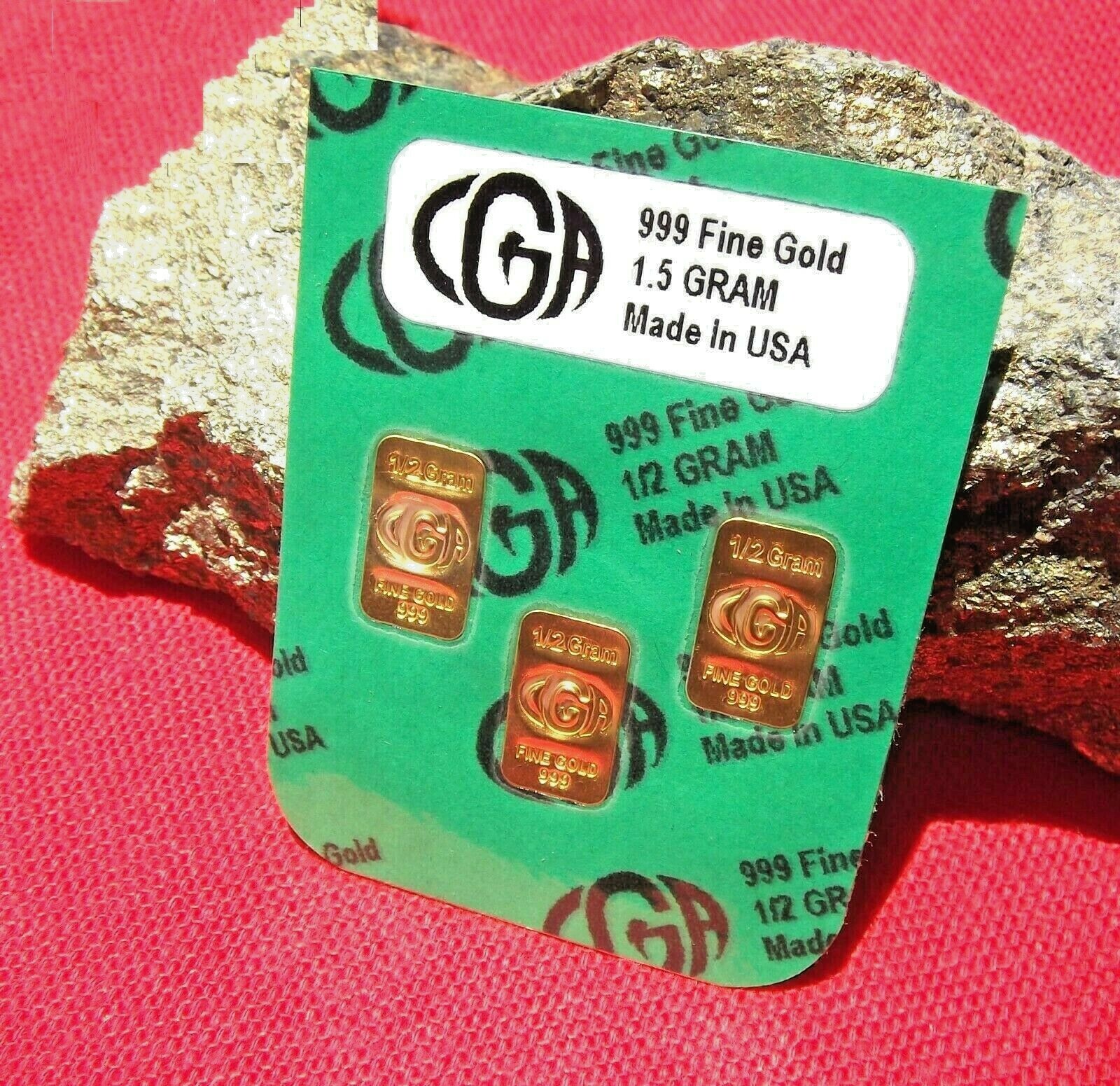 GOLD 1 . 5 GRAM 24K PURE CGA BULLION BAR 999 THE SUPER PREPPER COMBO PACK.
