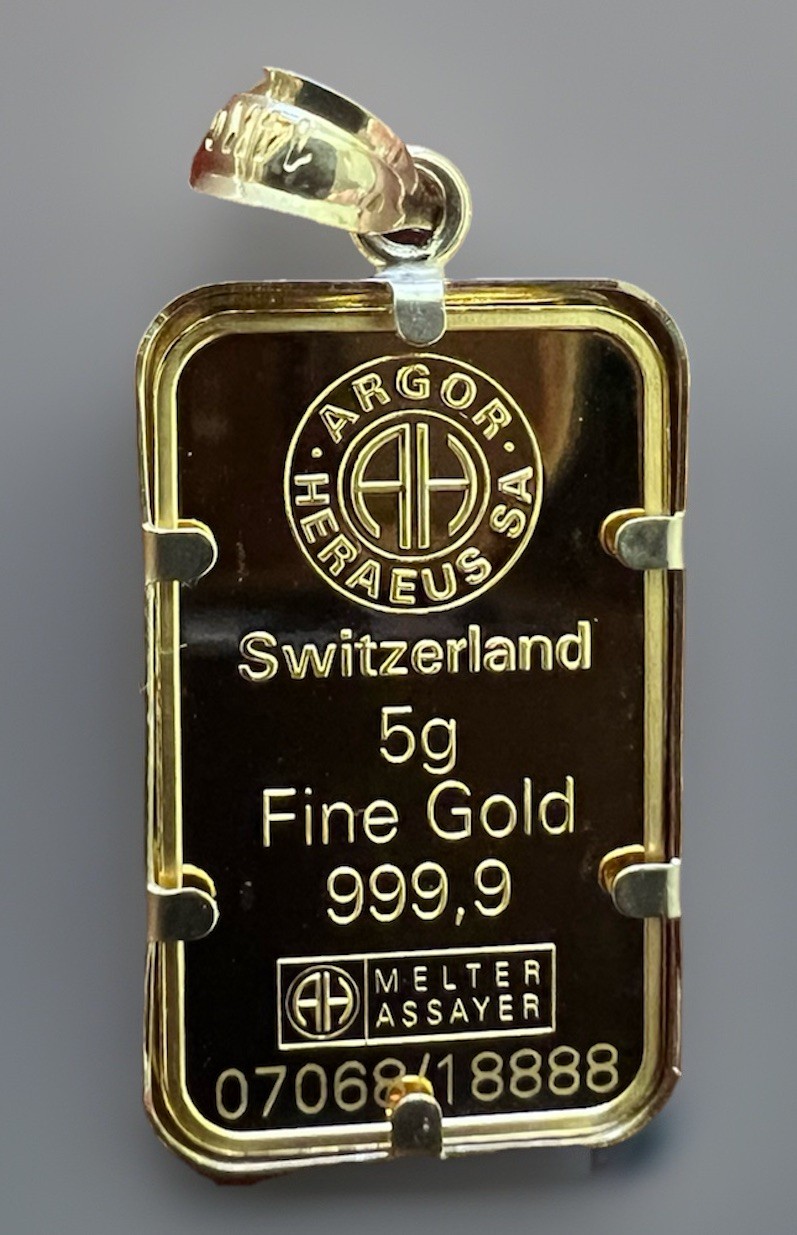 2025/24K/5G. Argor Heraeus Lunar Snake Gold Bar & FREE WITH PURCHASE 14k BEZEL!