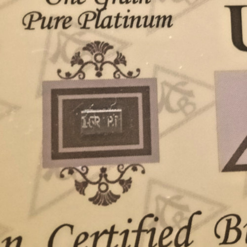0.067 GRAMS PURE PLATINUM BAR WITH C.O.A. DIRECT FROM USA MINT