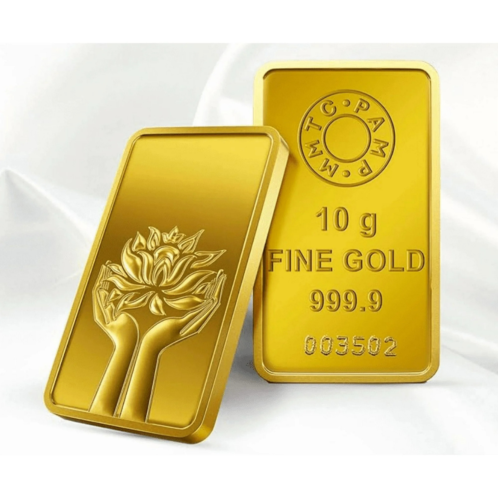 Pamp MMTC Lotus 10 Gram Gold Bar – Large Card Assay