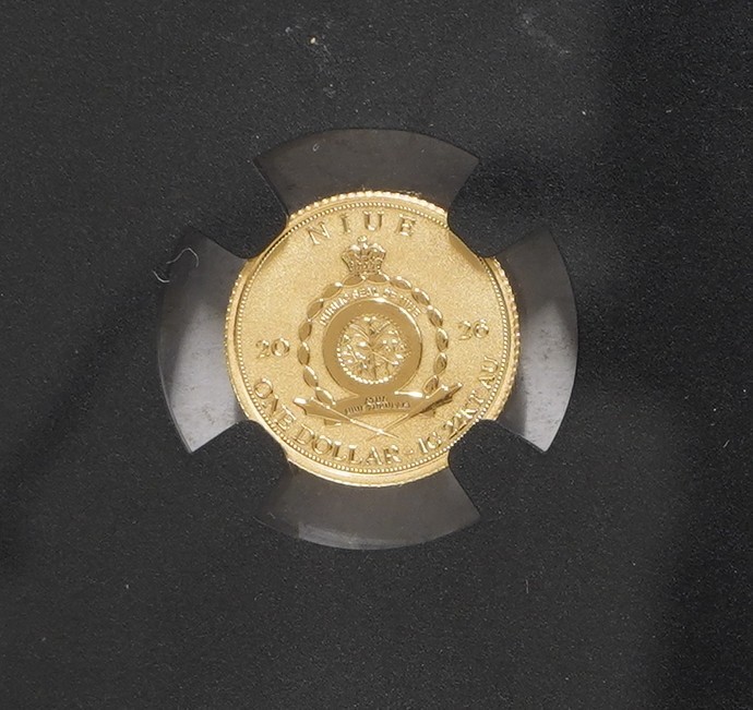 2026 Niue $1 1g 22kt Gold Pteranodon NGC Reverse Proof PF-70