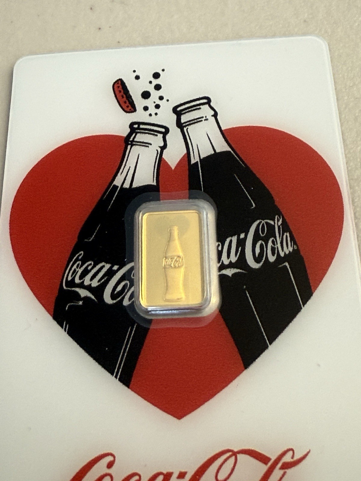 Pamp Suisse Coca-Cola Love 1g Gold Bar in Card #068 Of 10,000!!