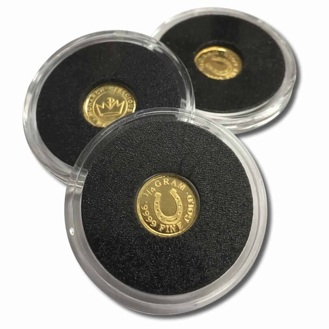 Roll of (10) 1/4 Gram .9999 Fine Gold Rounds – Lucky Horseshoe (in Capsules)