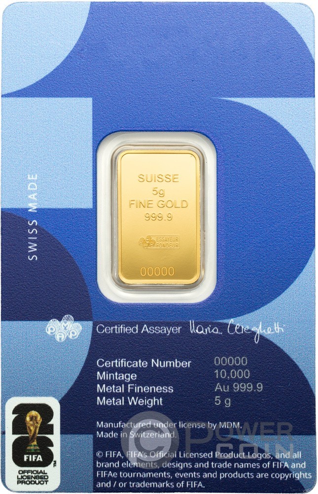 FIFA WORLD CUP 26 5g Gold Bar Switzerland 2026
