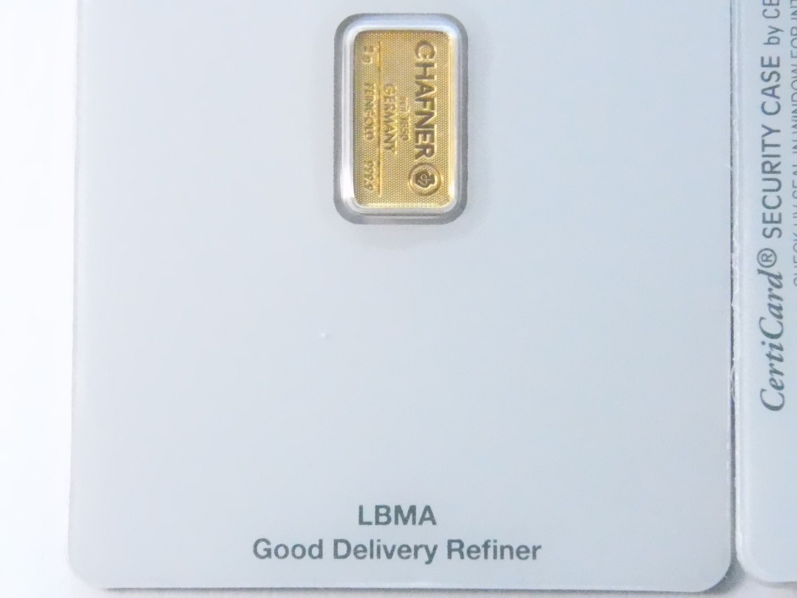 Gold Bar 2 Grams 999.9 C. HAFNER in Blister Card with Certificate 2g Gold
