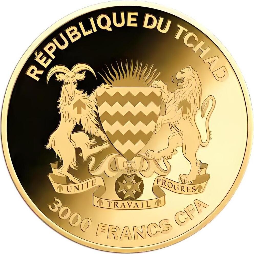 AFRICAN BUFFALO 1/1000 Oz Gold 999 Coin card 3000 Francs Chad 2024