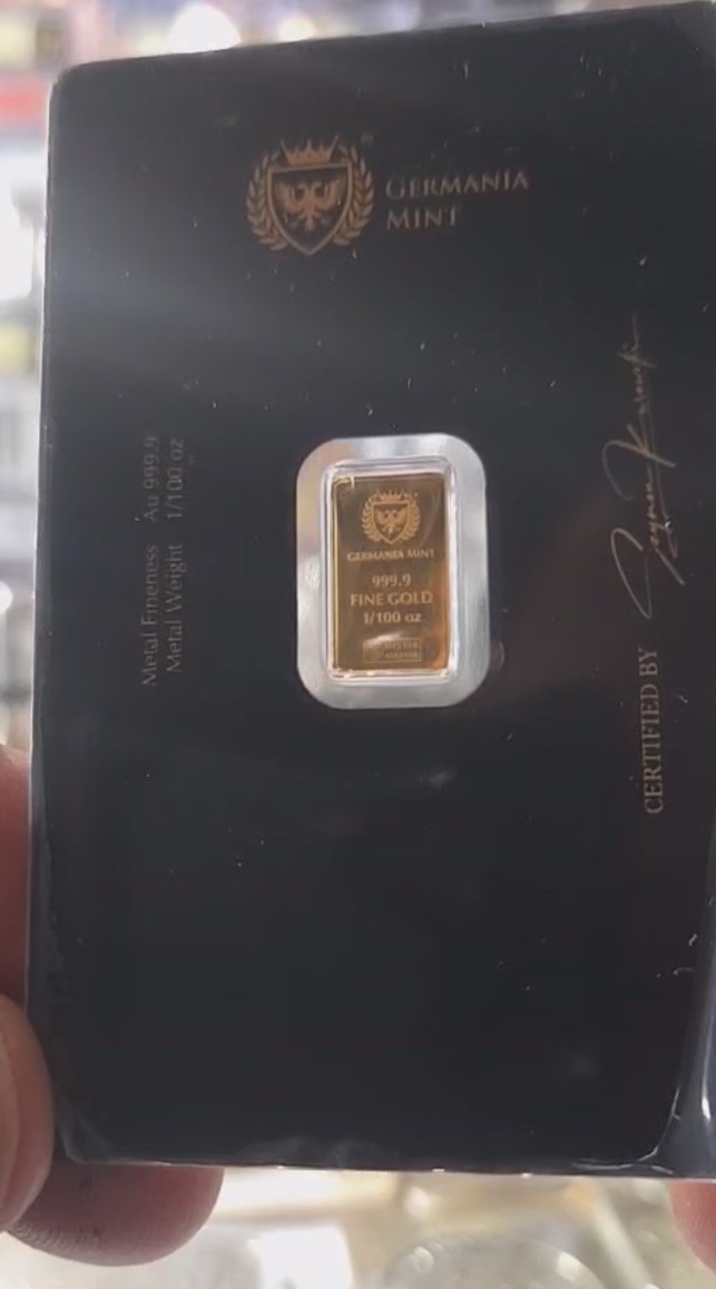 Germania Gold Bullion – 1/100 oz Gold Proof Bar In Assay Warrior Princess-SEALED