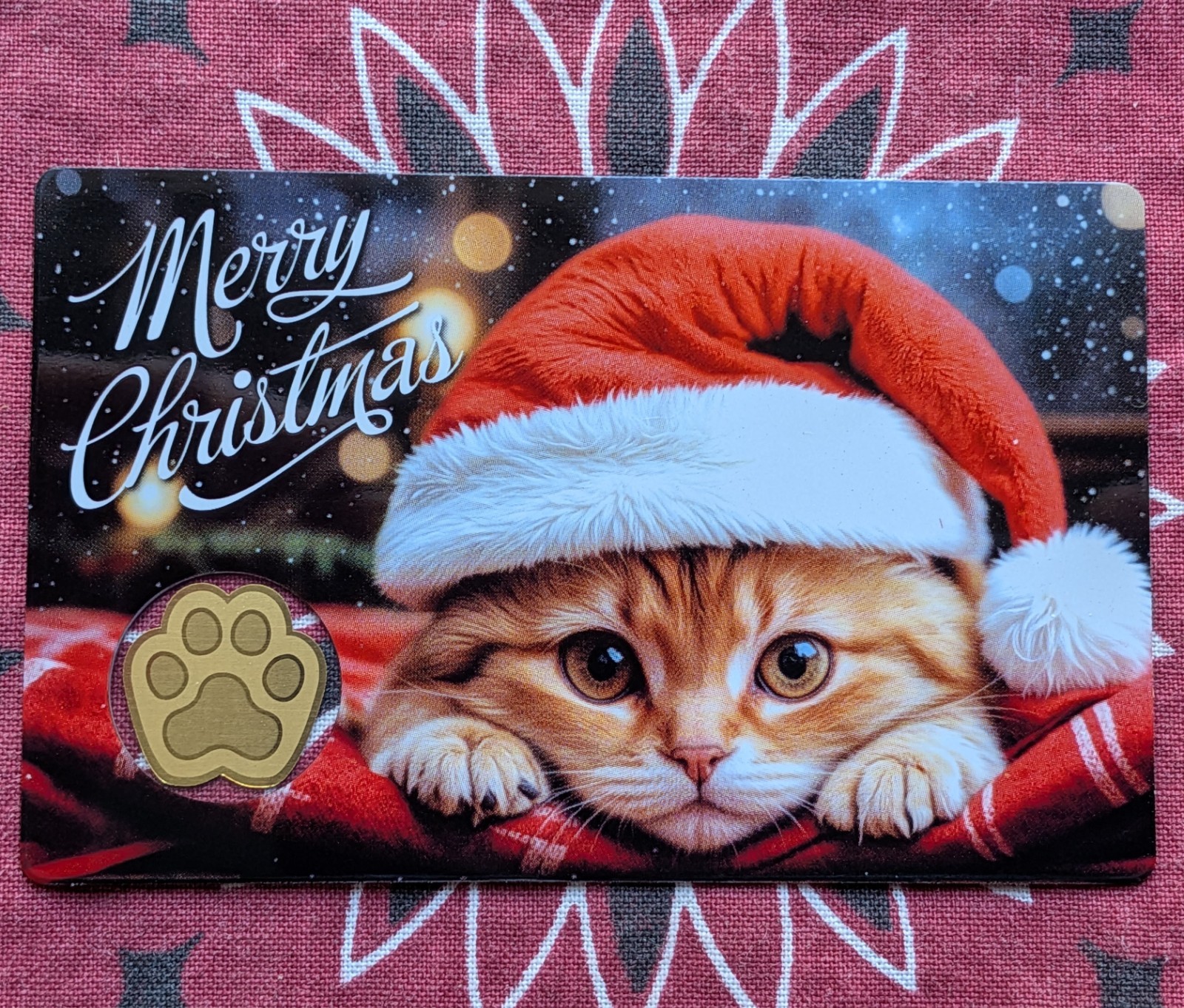 Chad Cat Paw Christmas Xmas 1/1000 Oz .999 Gold Coin in card 50k Mintage