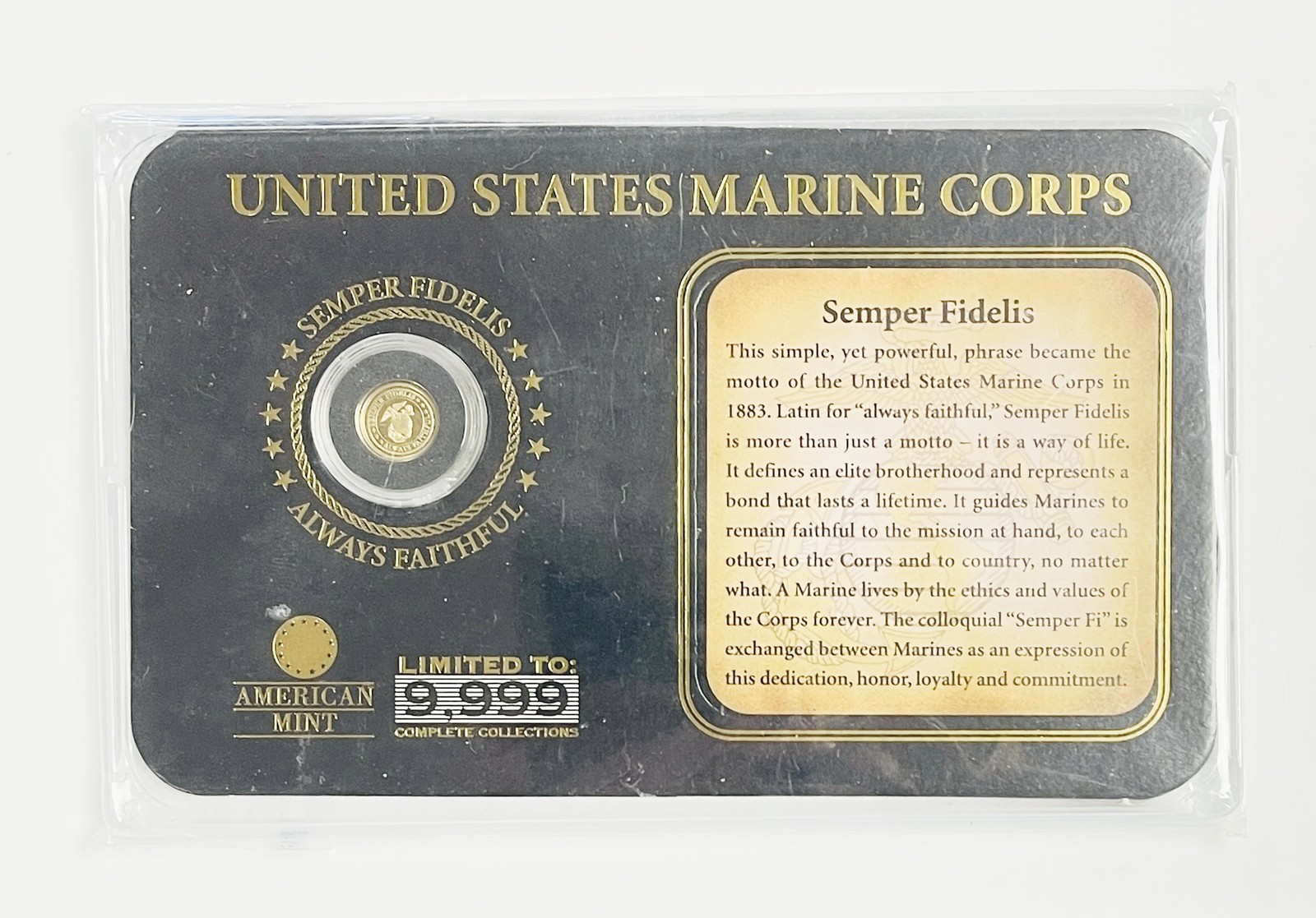2011 US Marine Corps Semper Fidelis Proof 0.5g .585 Gold Coin American Mint Ltd