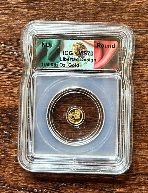 ICG MS70 Libertad Design 1/500th Oz Pure .999 Fine Gold – Mexico Label