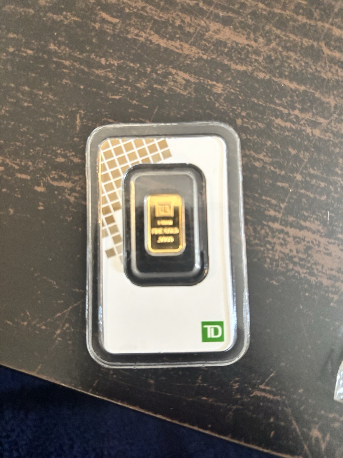 Classic 1 gram TD Bank .9999 Fine Gold Minted Bar in Sealed Card