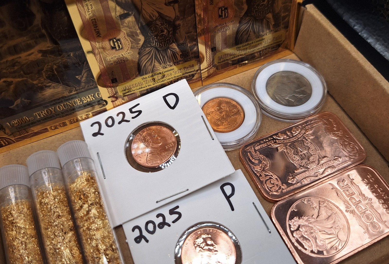 DELUXE ESTATE SALE LOT Goldbacks Silver Bars Copper Gold Flakes US Coins