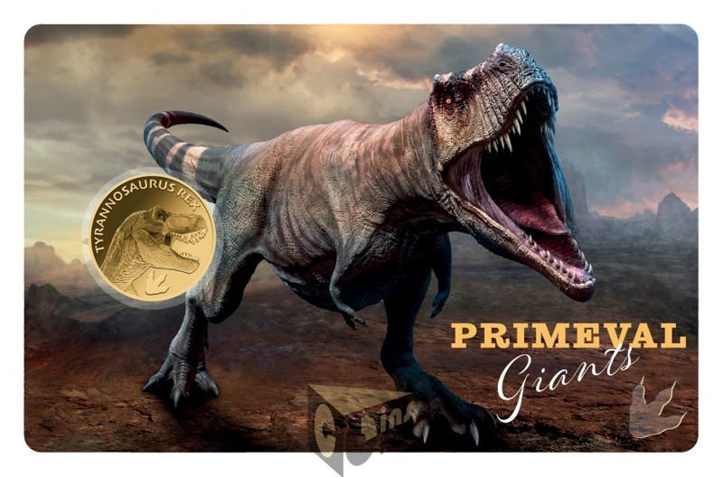 Dinosaur T-Rex 1/1000 Oz 999 Gold Coin 3000 Francs Chad