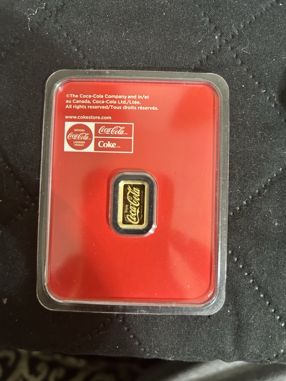 Coca-Cola 0.5 Gold Bar Bullion in Red Coca-Cola Card Packaging