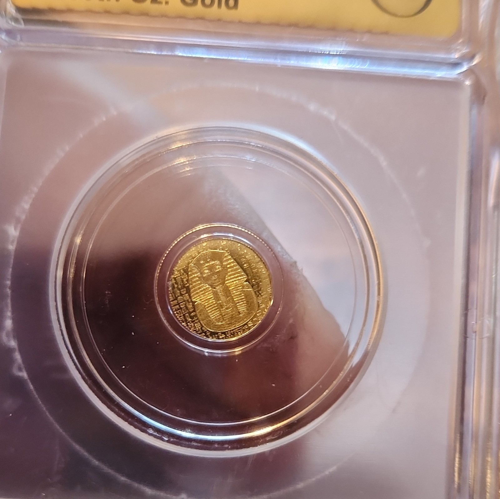 ICG MS70 Egyptian King Tut Gold Round 1/200th oz Gold Content