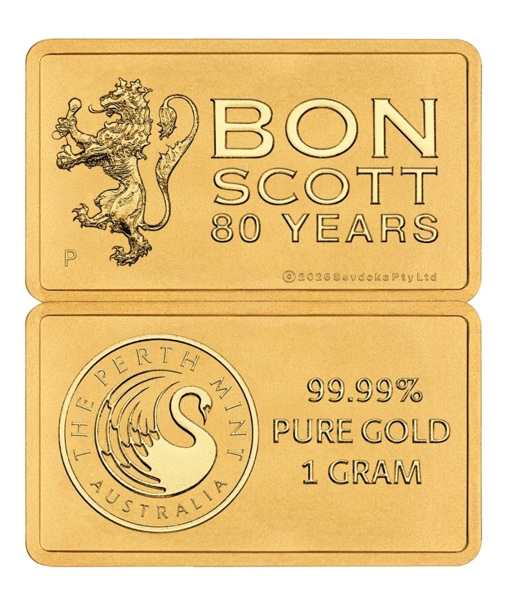 2026 Perth Mint Bon Scott 1g Gold Bar