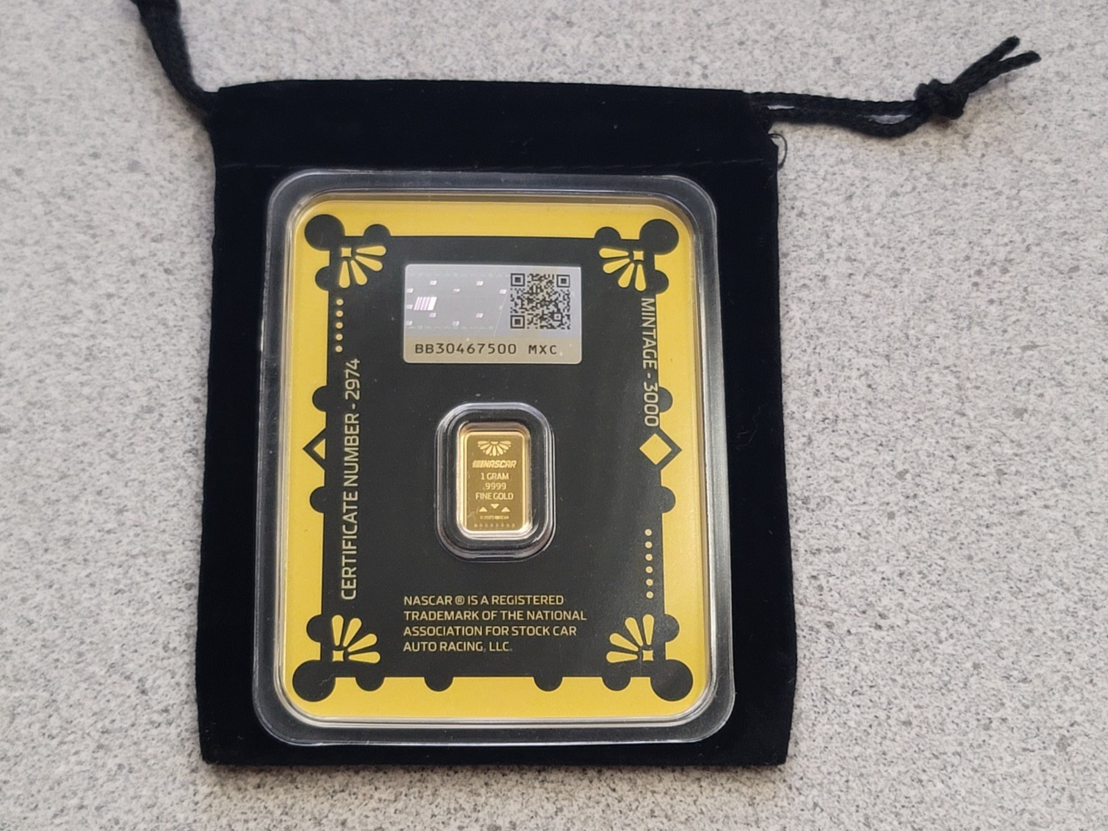 NEW SEALED 2025 NASCAR MEXICO CITY INAGURAL RACE 1g 0.9999 GOLD BAR