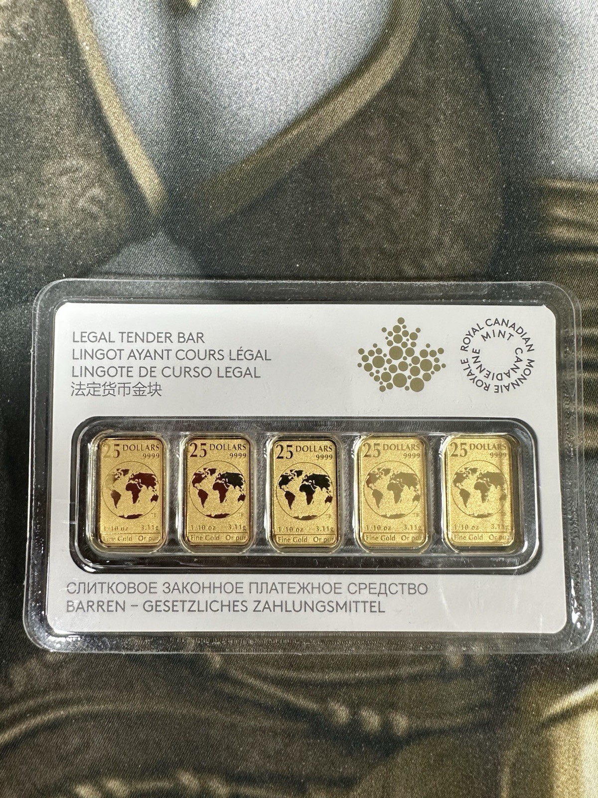 2018 Canada $25 1/10th Gold .9999 x 5 in Assay