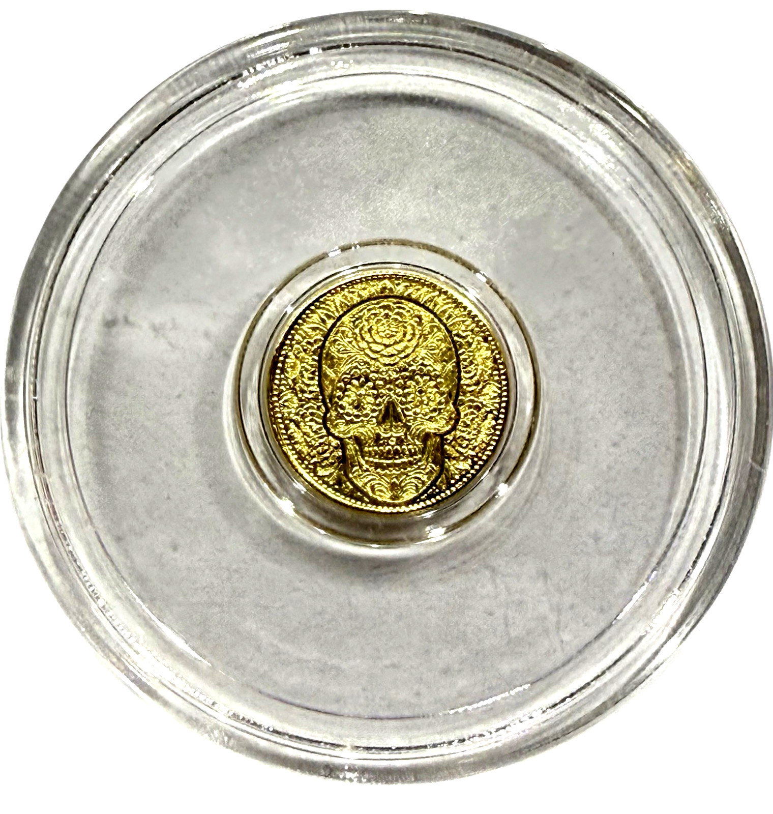 LOT X 2 MONARCH DAY OF THE DEAD 1/200 OZ .9999 FINE GOLD ROUNDS IN CAPSULE BU