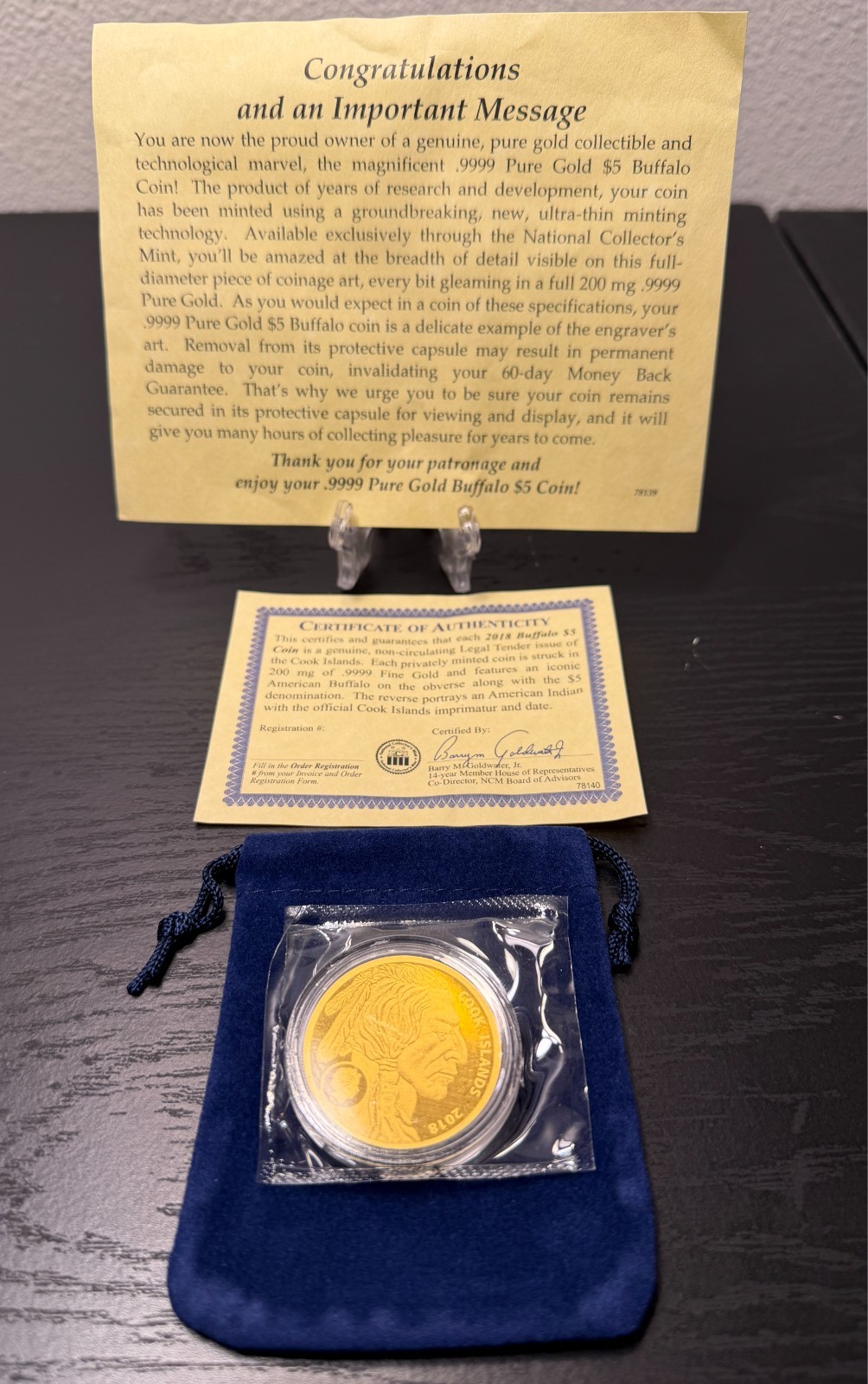 2018 Buffalo $5 Coin Tribute – Cook Islands Legal Tender – 200 mg – .9999 Fine