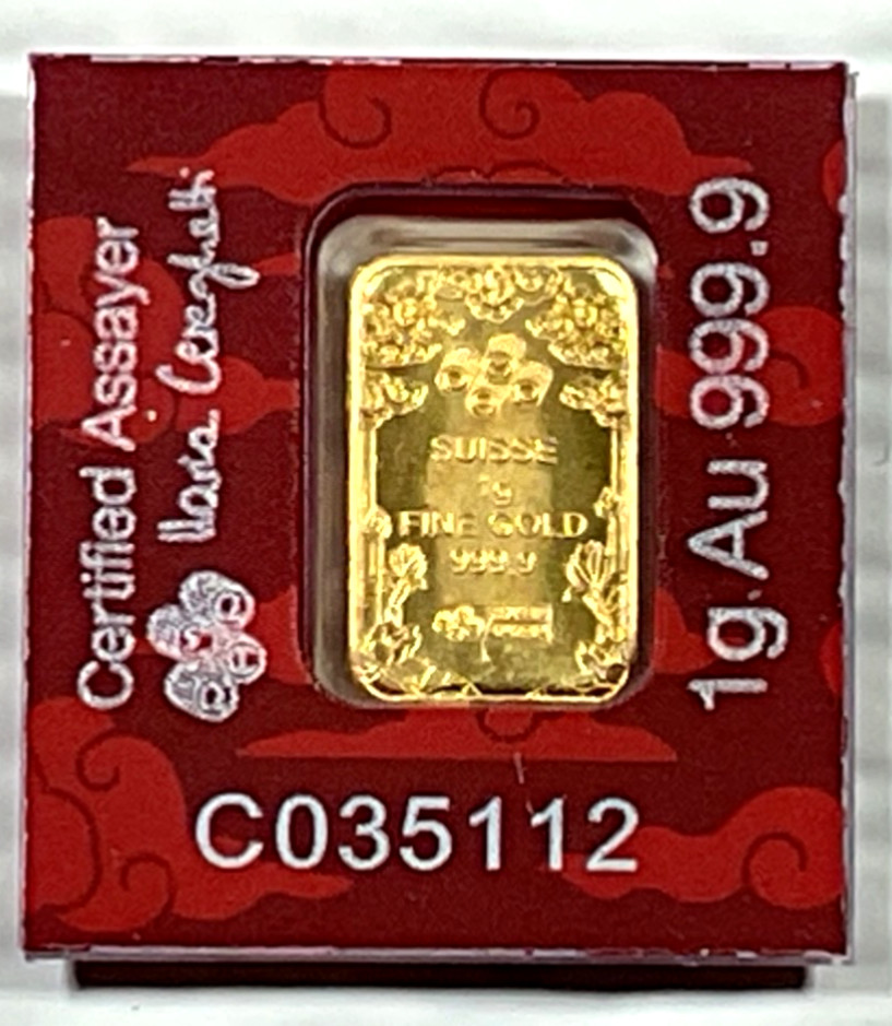 PAMP Suisse Good Luck Dragon 1 Gram .9999 Gold Bar Multigram Year Of The Dragon
