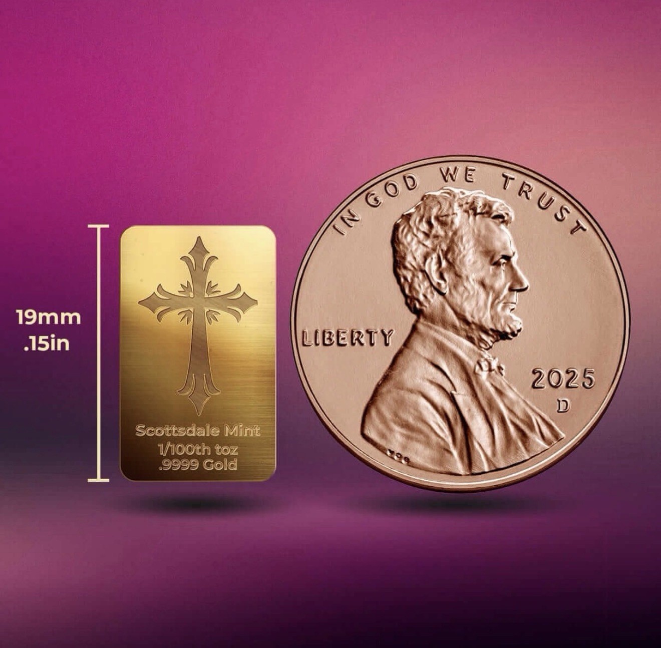 Scottsdale Mint Easter Cross (Certi-Lock®) 1/100 oz .9999 Gold Bullion Bar