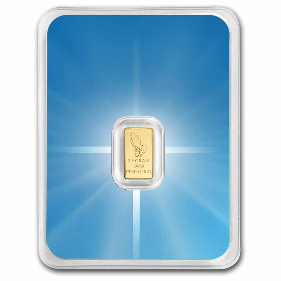1/2 gram Gold Bar – Angel & Praying Hands (Dove & Cross Card TEP)