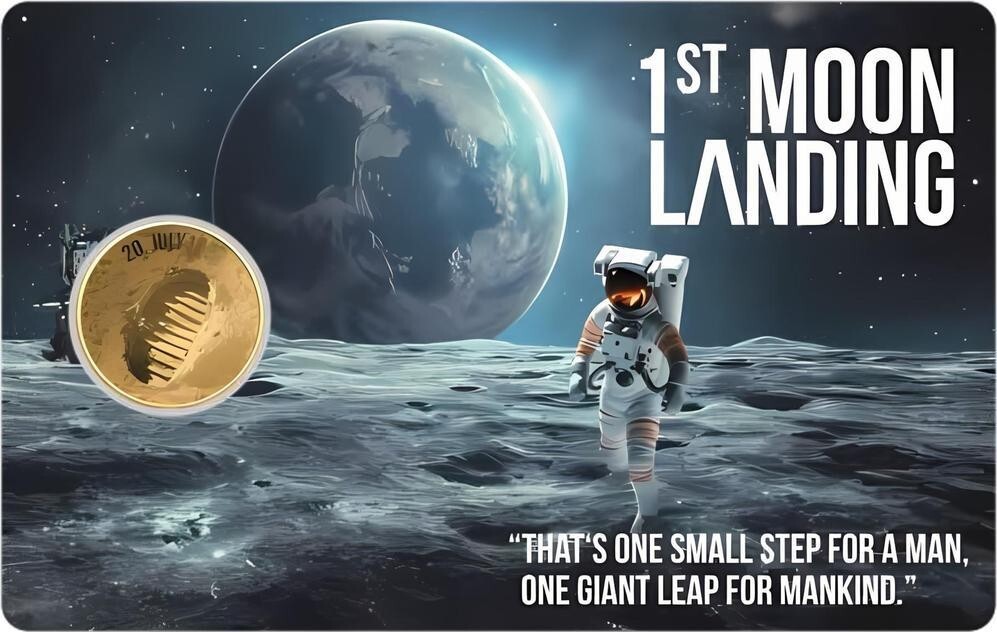MOONLANDING 1/1000 Oz Gold Coin 3000 Francs Chad 2024