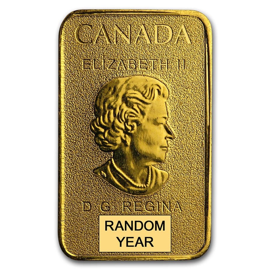 Canada 1/10 oz Gold $25 Bar BU Random Year – SKU#205691