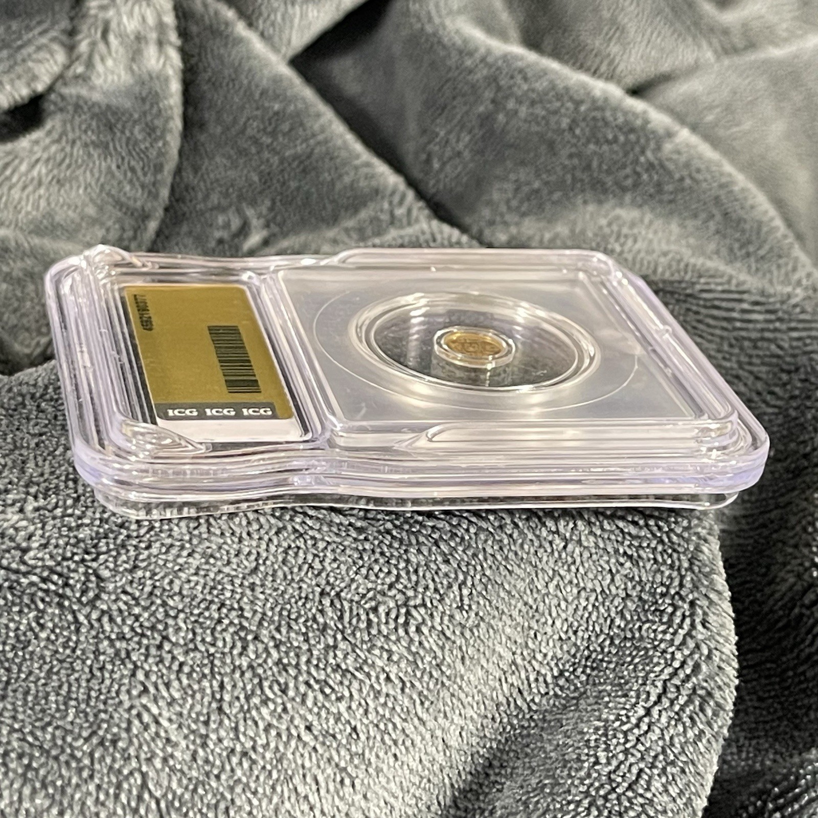 ICG MS70 Eye of Ra Gold Round ND Ultra Gem Slabbed Cert 4592190377 1/500oz