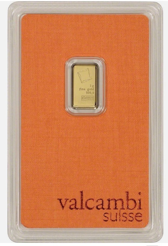 1 gram Gold Bar Valcambi Suisse – 999.9 Fine in Assay AA 718753