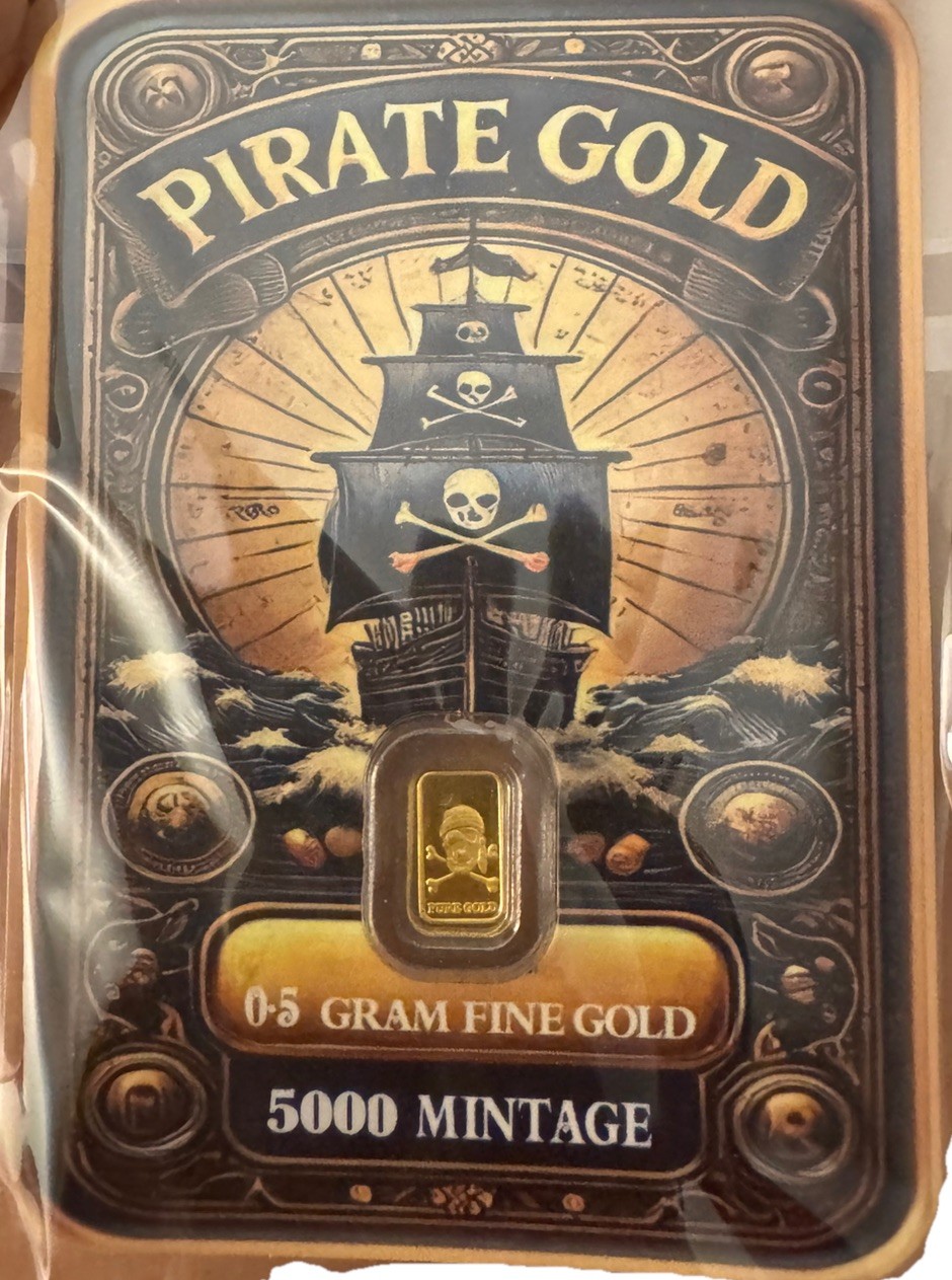.5 GRAM Pirate Gold Bar 999 Fine. Limited Mintage of 5,000 (PROOF BAR)