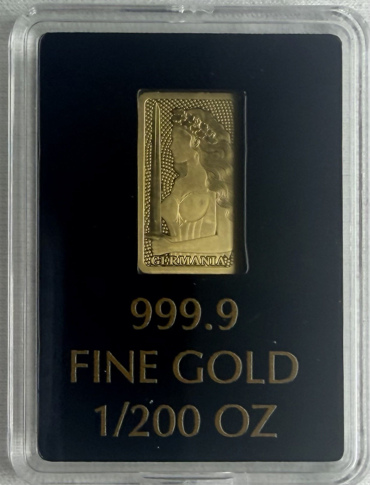 Germania Mint 1/200 oz .9999 Gold Stamped Bar in Capsule