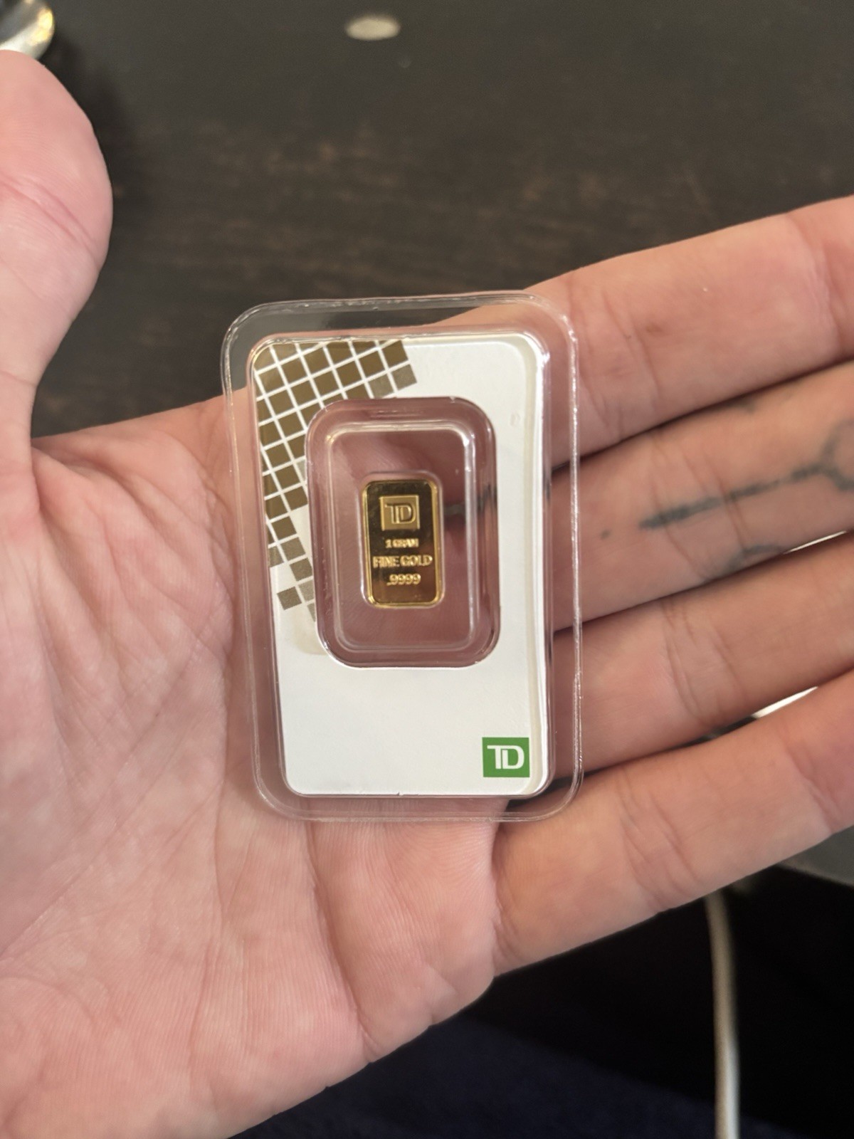 Classic 1 gram TD Bank .9999 Fine Gold Minted Bar in Sealed Card